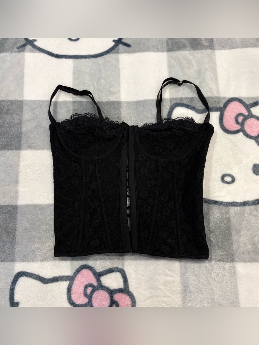 SHEIN Black Floral Lace Corset Bustier Top